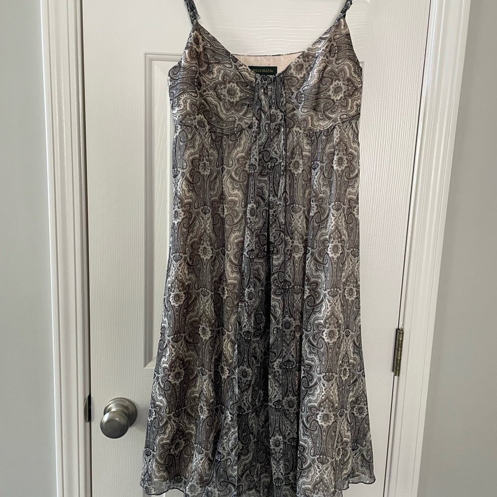 Paisley Print Slip Dress in Black & Cream